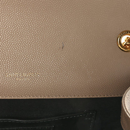 Saint Laurent Grain De Poudre Textured Mixed Matelasse Triquilt Small Monogram Satchel Dark Beige 9 of 9
