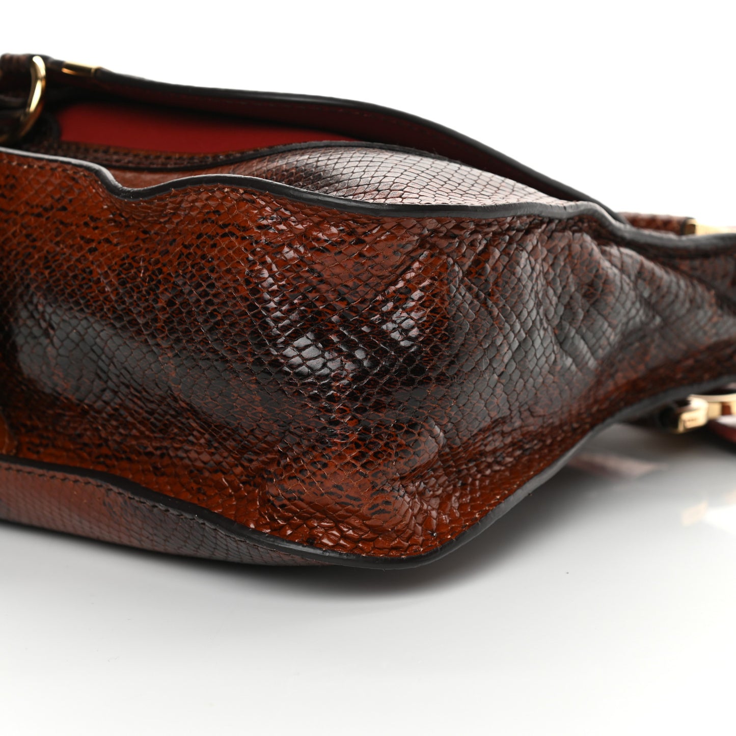 Calfskin Watersnake Embossed Medium Marcie Satchel Sepia Brown