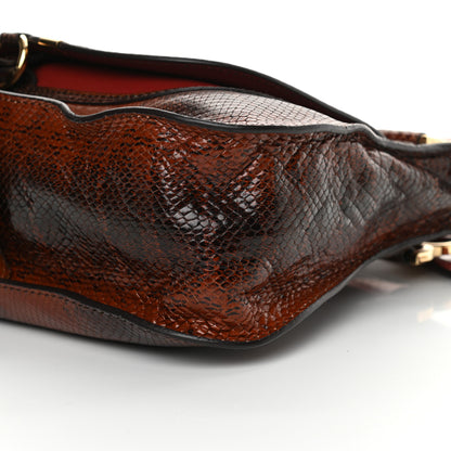 Chloe Calfskin Watersnake Embossed Medium Marcie Satchel Sepia Brown 10 of 14