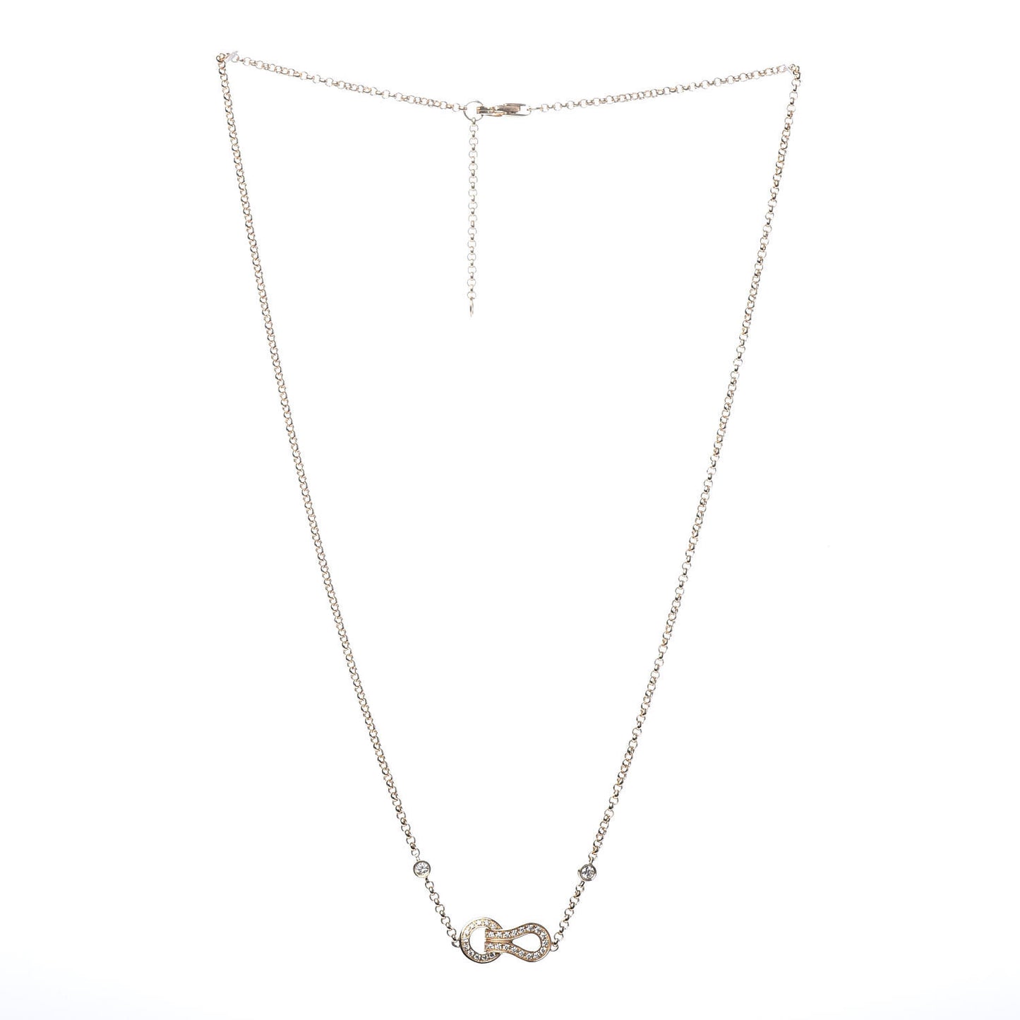 18K Yellow Gold Diamond Agrafe Pendant Necklace