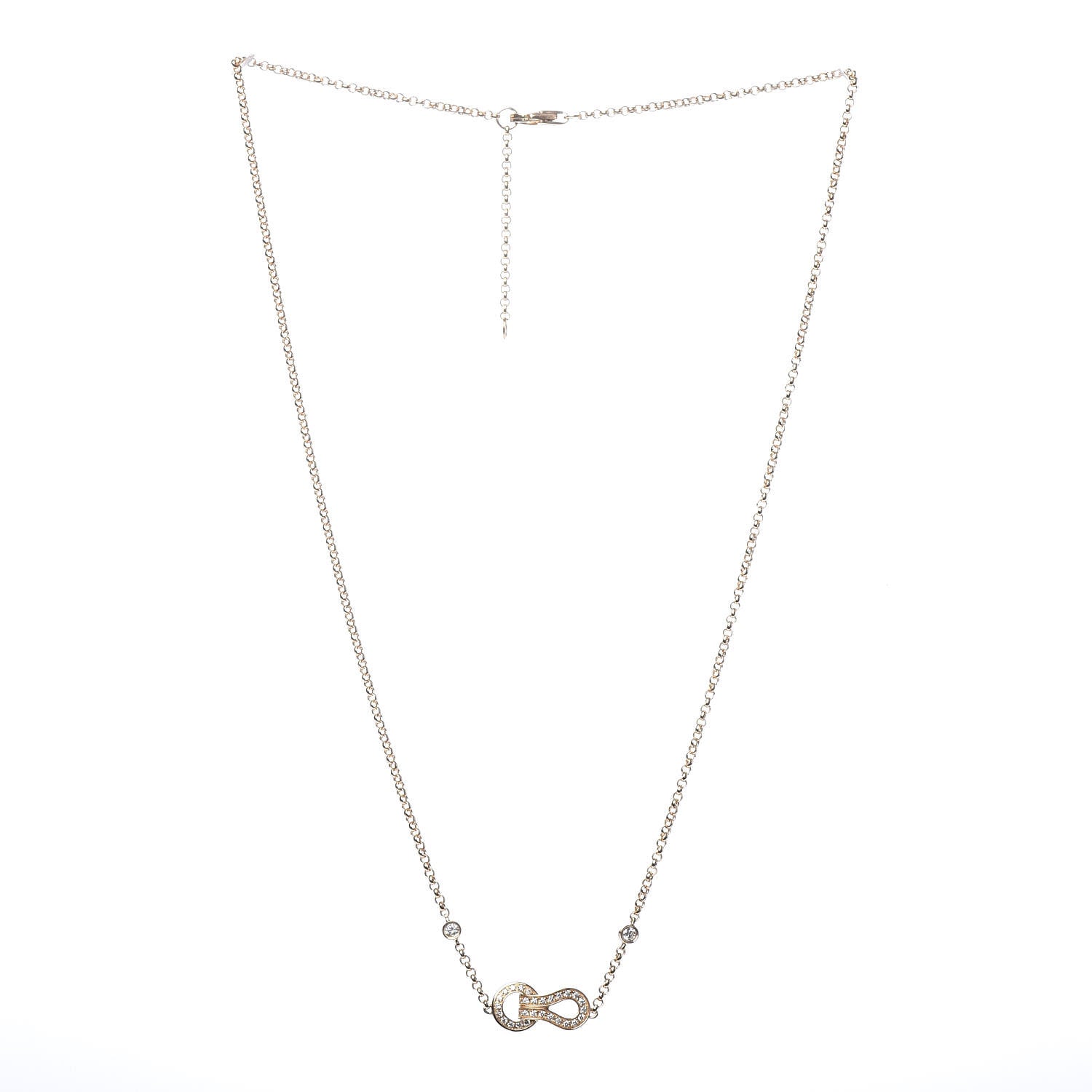 Cartier 18K Yellow Gold Diamond Agrafe Pendant Necklace 3 of 6