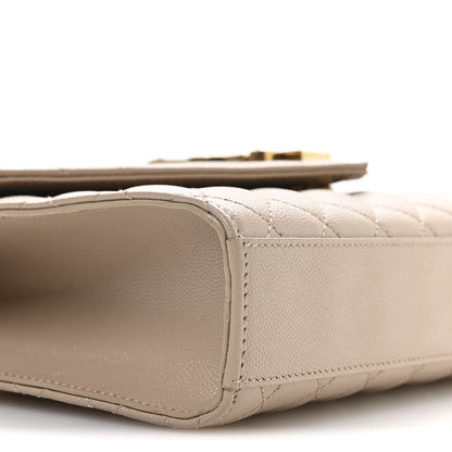 Saint Laurent Grain De Poudre Textured Mixed Matelasse Medium Triquilt Monogram Satchel Dark Beige 8 of 9
