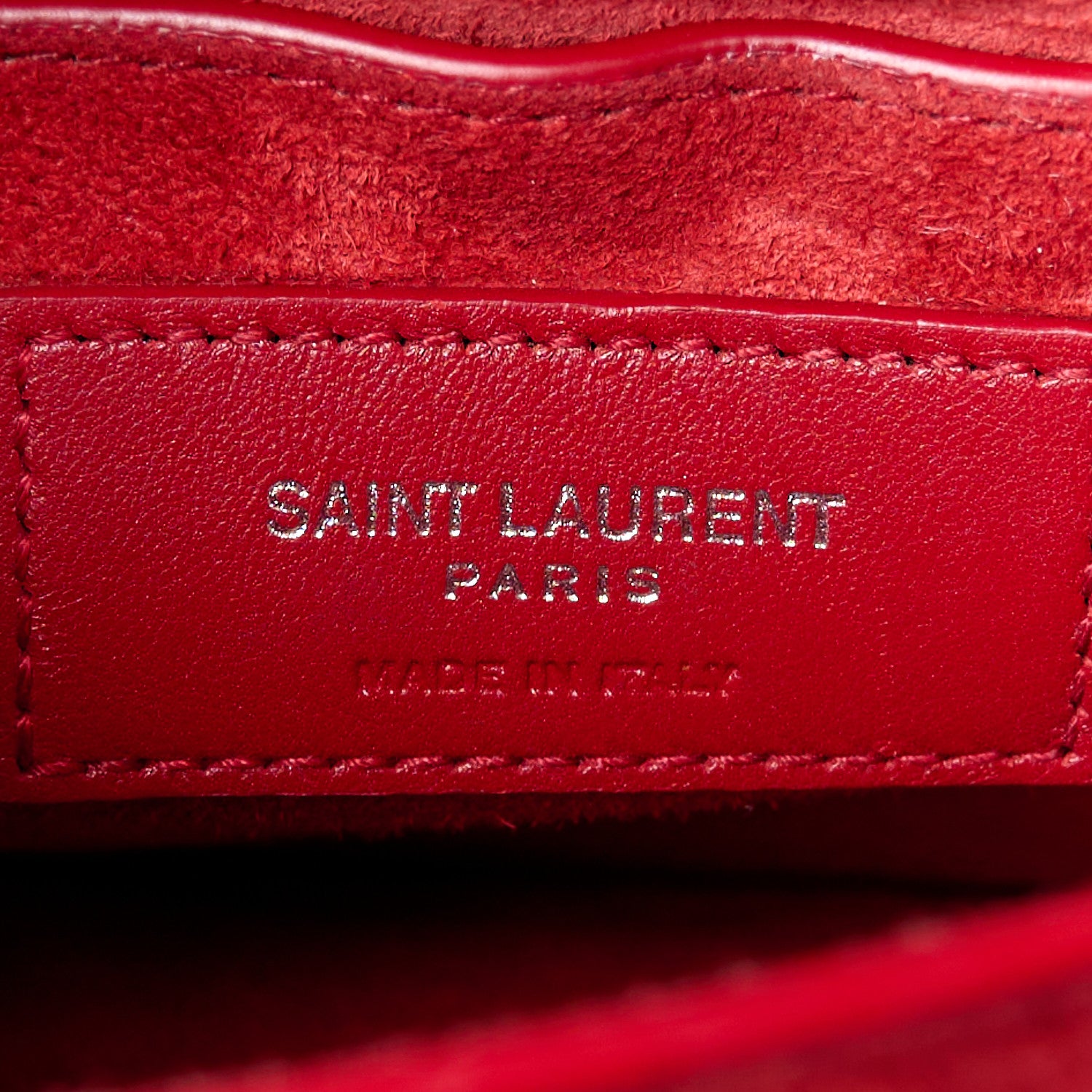 Saint Laurent Calfskin Crocodile Embossed Medium Monogram Sunset Rouge Eros 6 of 12