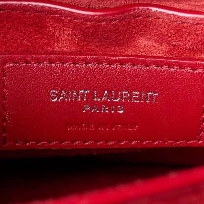Saint Laurent Calfskin Crocodile Embossed Medium Monogram Sunset Rouge Eros 6 of 12