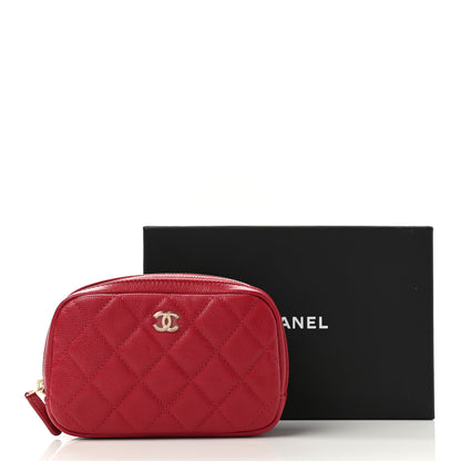 Chanel Caviar Quilted Small Curvy Pouch Cosmetic Case Dark Pink 8 of 8
