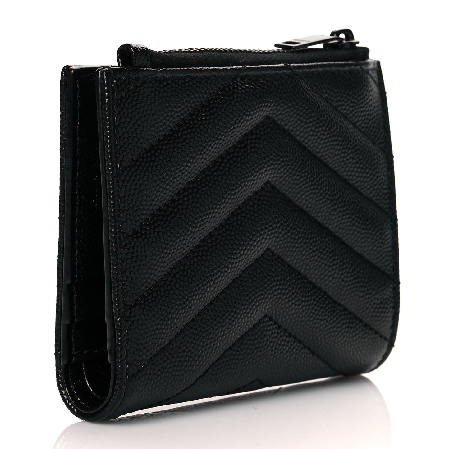 Grain De Poudre Matelasse Chevron Monogram Zipped Card Case Black