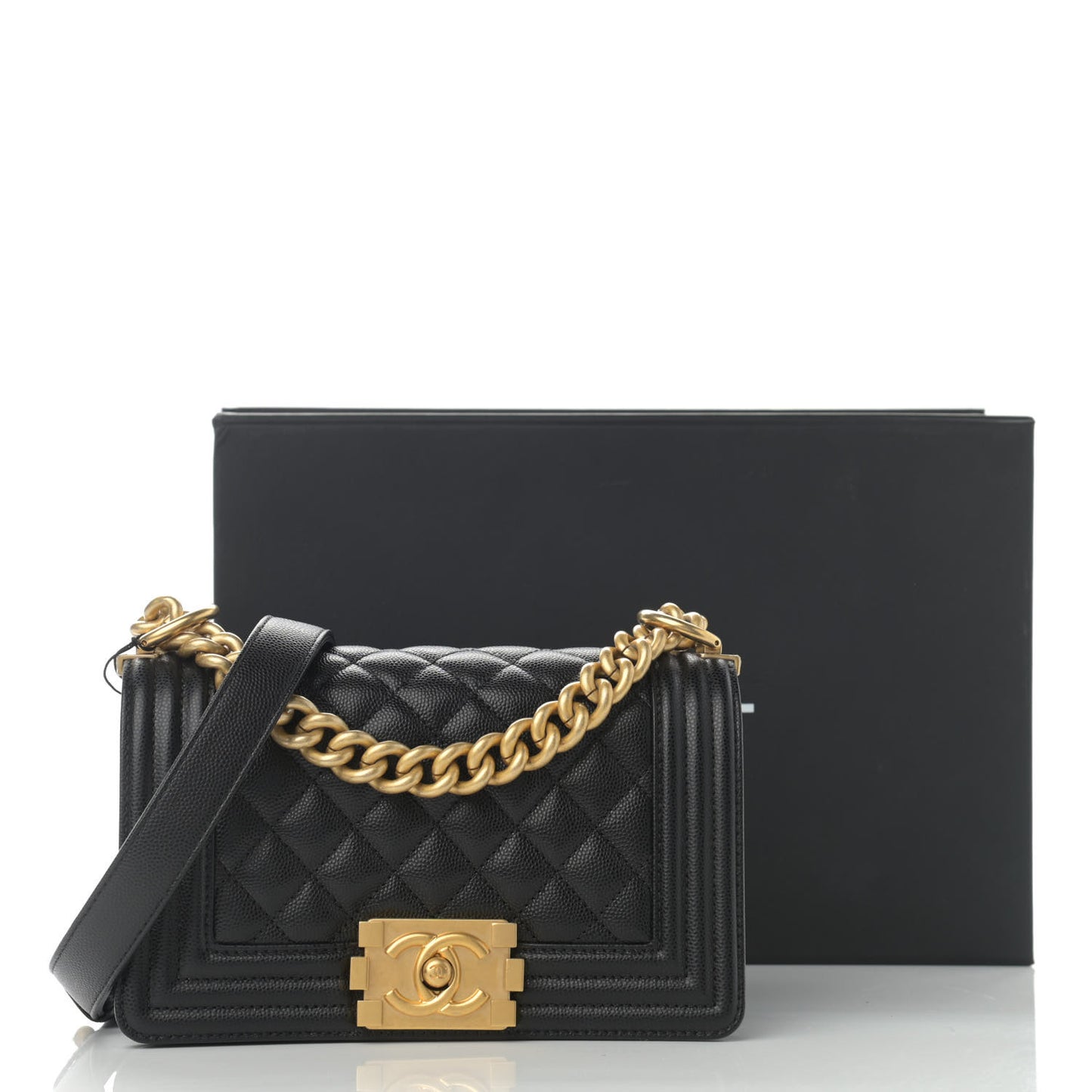 Caviar Quilted Small Boy Flap Black