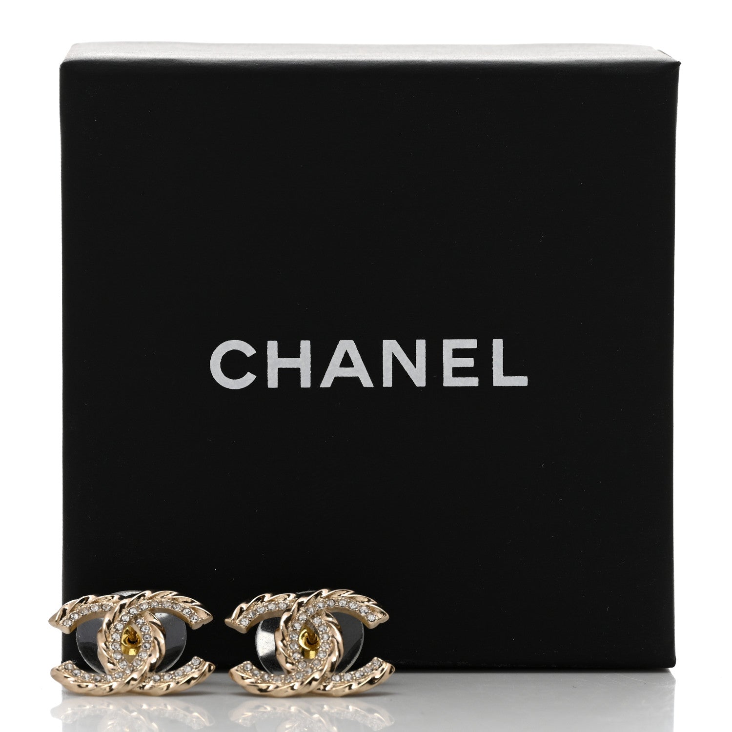 Chanel Crystal Twist CC Earrings Gold 5 of 5