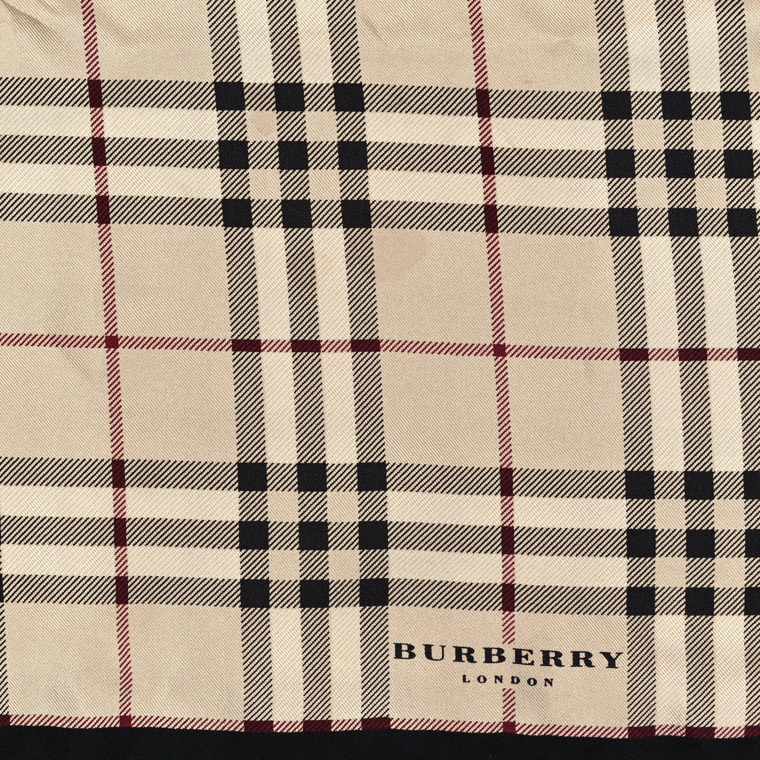 Burberry Silk Check Square Scarf Beige Black 2 of 4