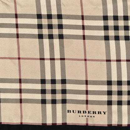 Burberry Silk Check Square Scarf Beige Black 2 of 4