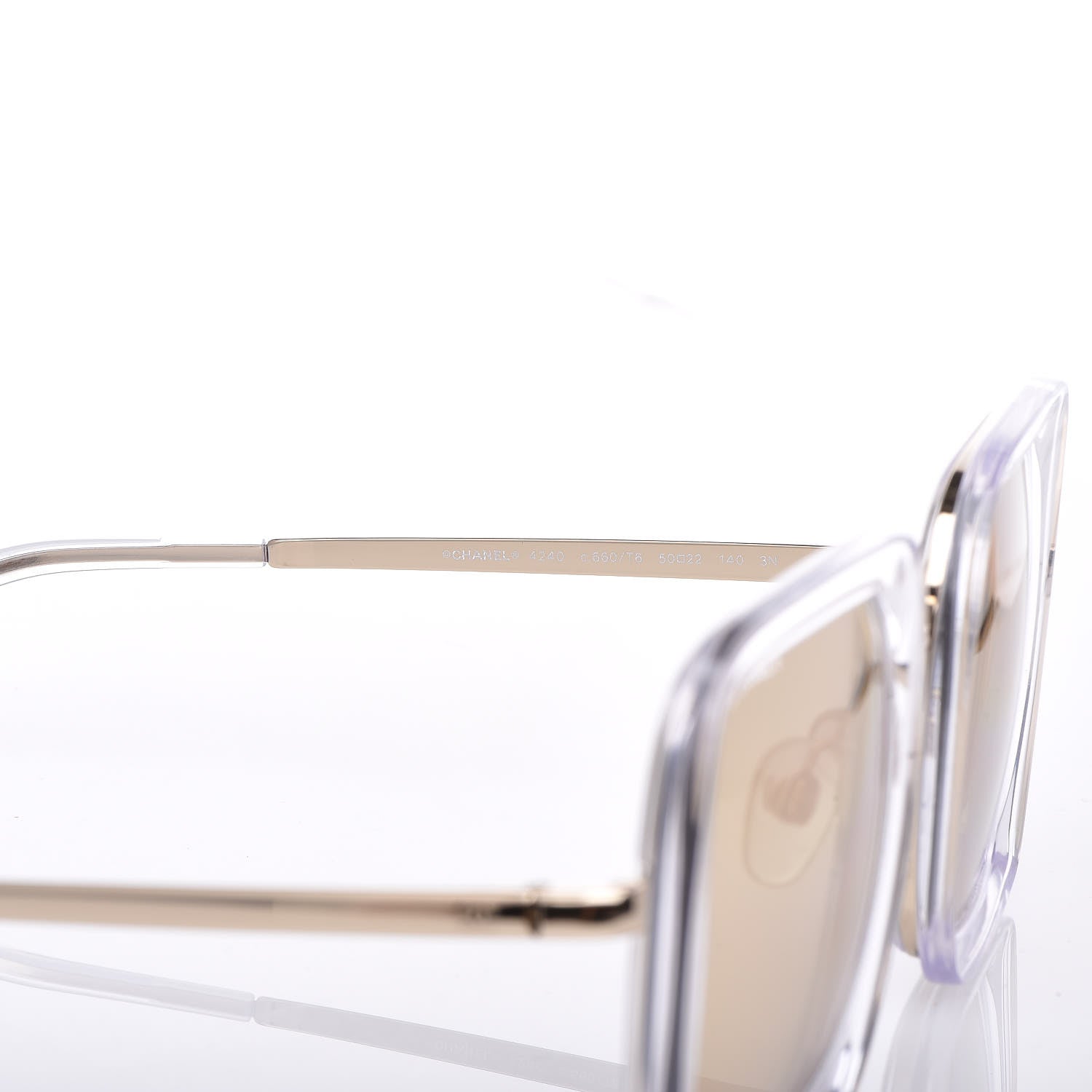 Chanel 24K Gold Mirror Square Sunglasses 4240 Transparent 4 of 6