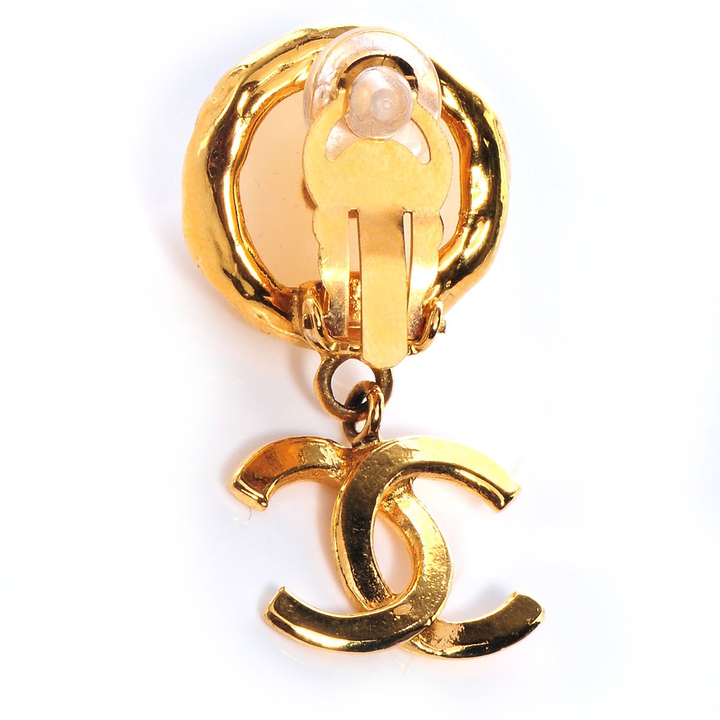 Pearl Dangle Clip On Earrings Gold CC