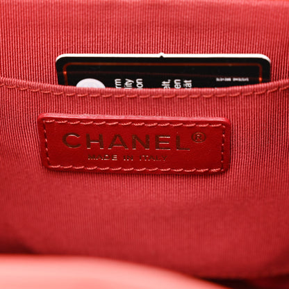 Chanel Calfskin Stitched Chain Bucket Bag Coral 6 of 10