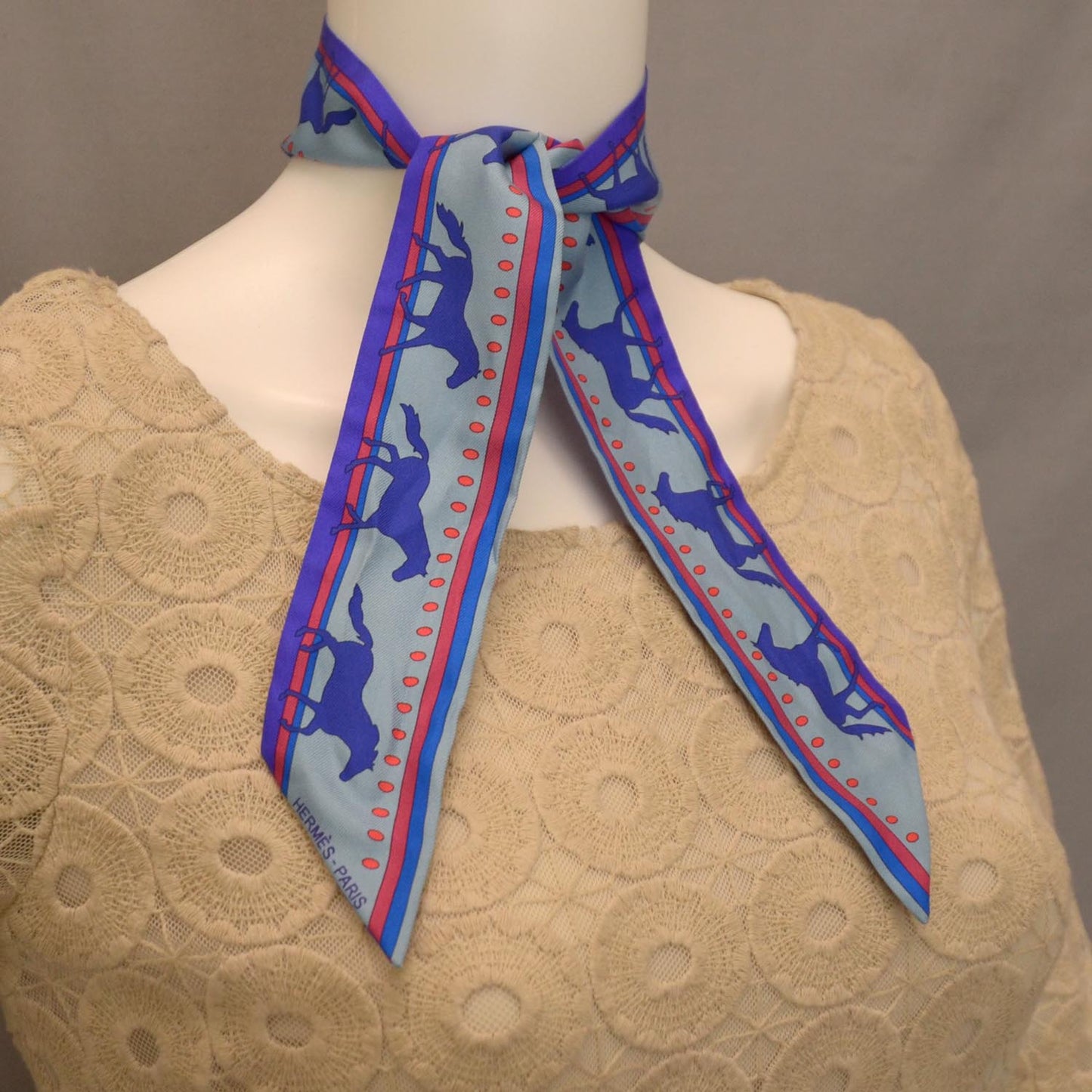 Silk Sequences Twilly Scarf Bleu Glacier