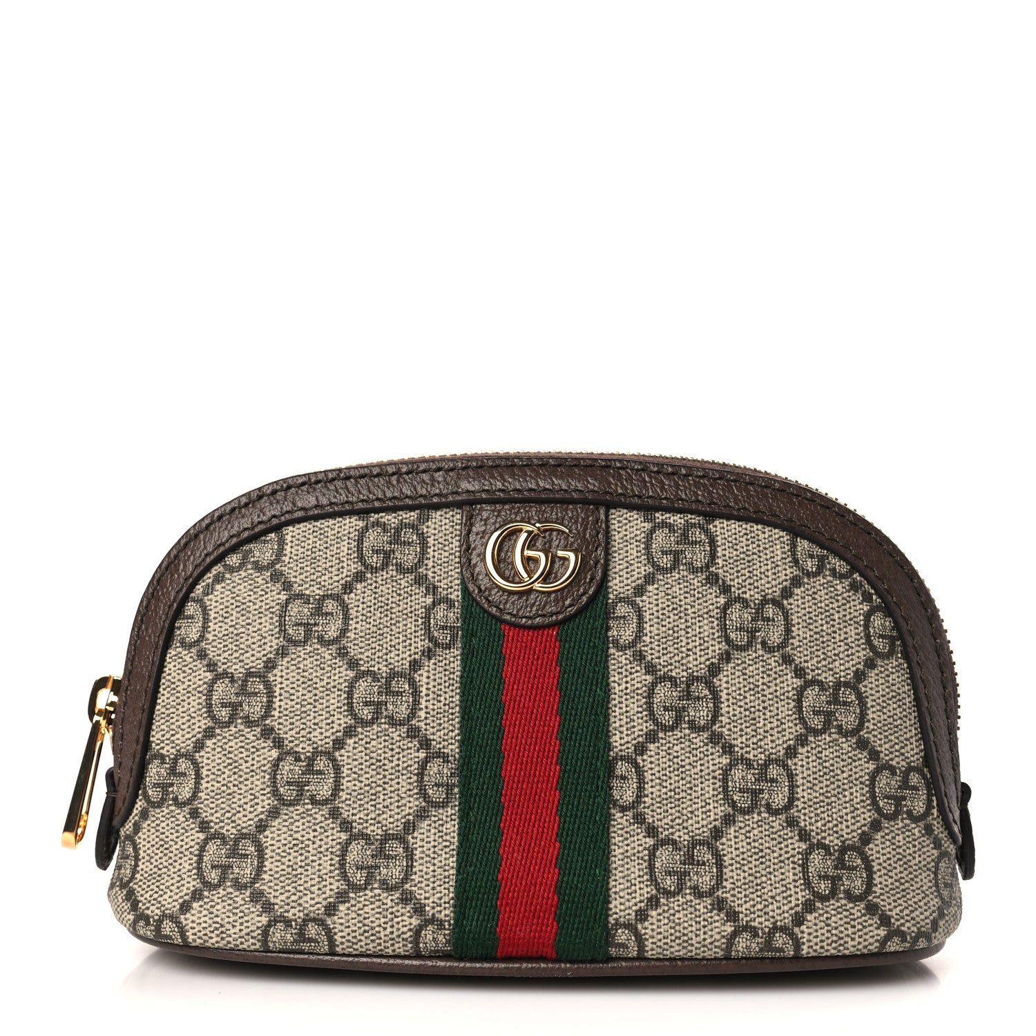 Gucci GG Supreme Monogram Textured Calfskin Web Medium Ophidia Cosmetic Case Beige Ebony New Acero 1 of 10