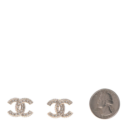 Chanel Crystal Timeless CC Earrings Light Gold 2 of 4