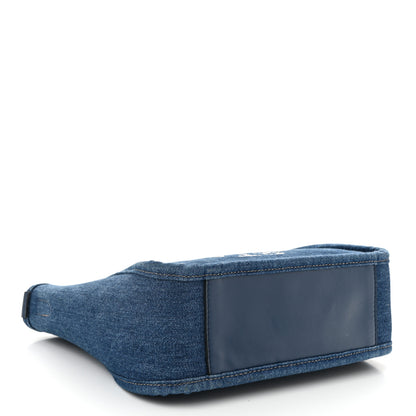Stella McCartney Eco Alter Denim Perforated Logo Mini Crossbody Blue 4 of 11