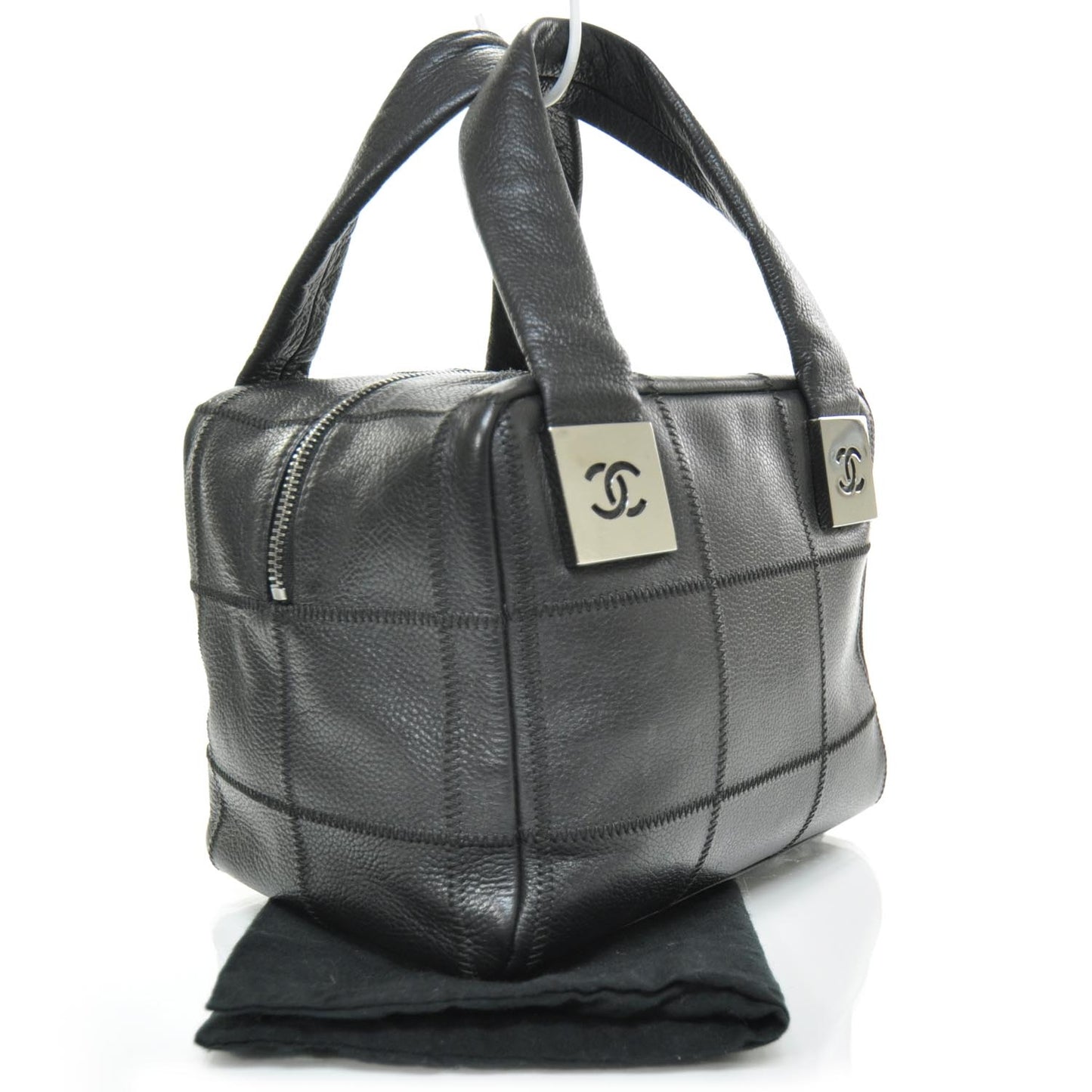 Caviar Square Stitched Small Handbag Black