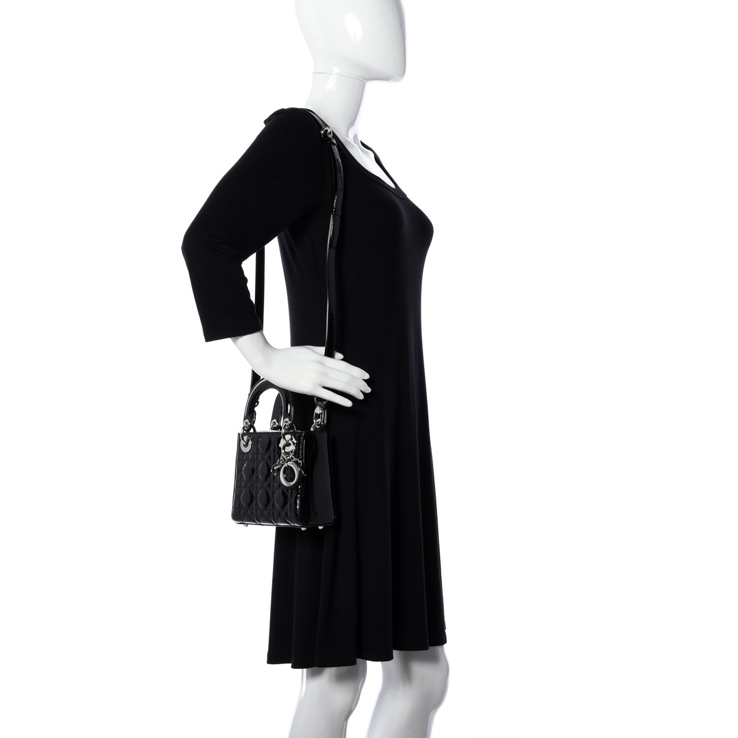 Patent Cannage Mini Lady Dior Black