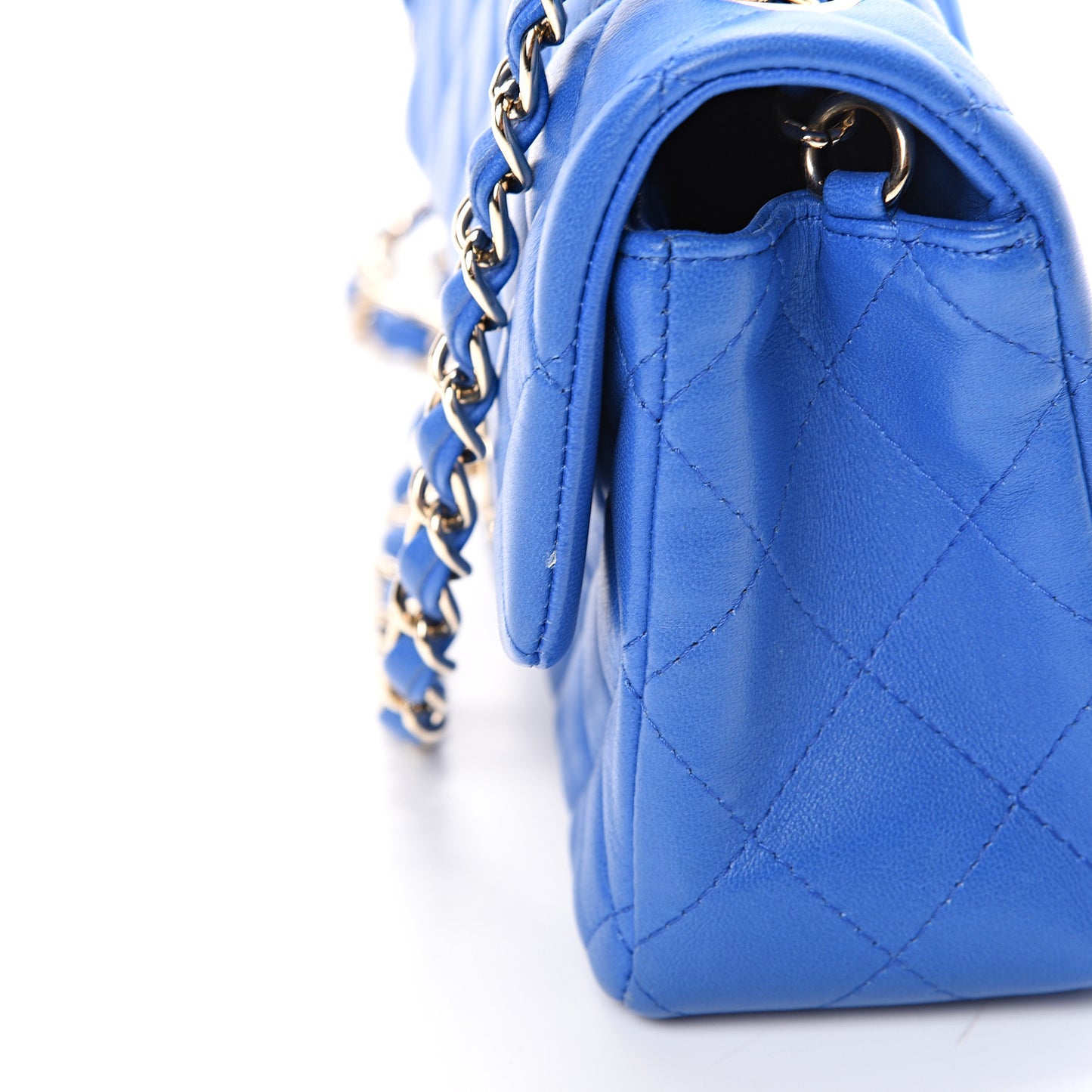 Lambskin Quilted Mini Rectangular Flap Blue