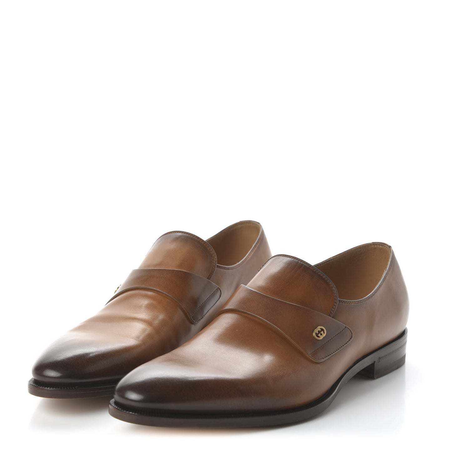 Calfskin Mens Interlocking G Slip On Loafers 9 Ombre Brown