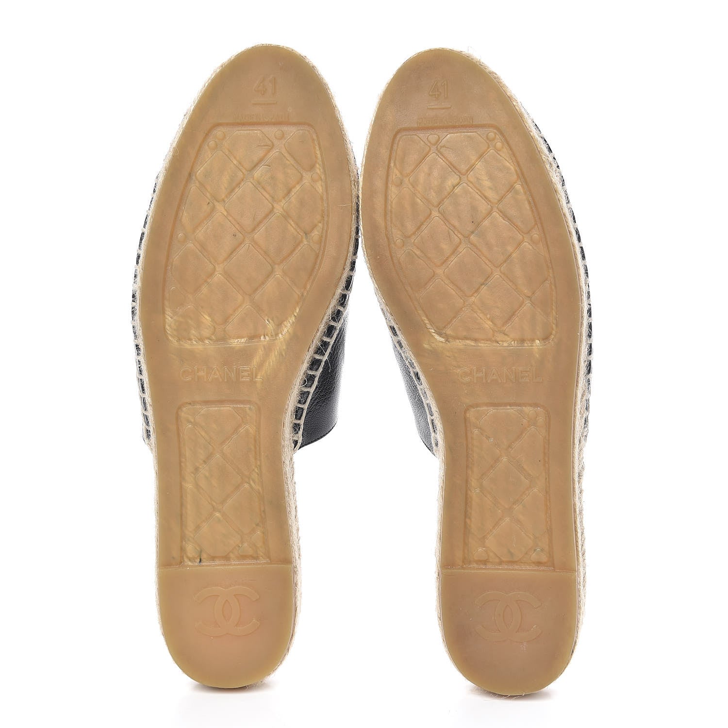 Chanel Iridescent Goatskin Patent CC Espadrille Mules 41 Black 5 of 14