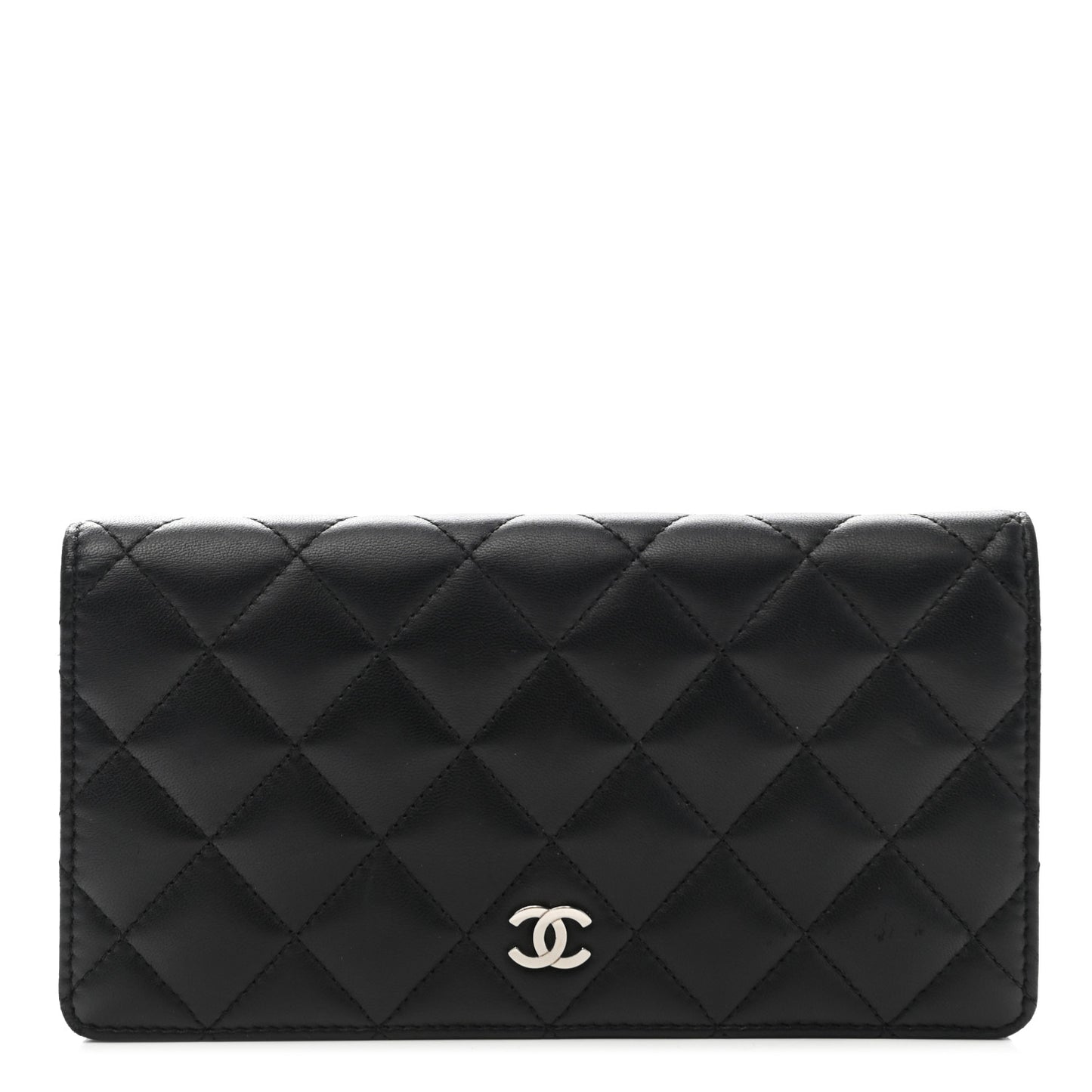 Lambskin Quilted Yen Wallet Black