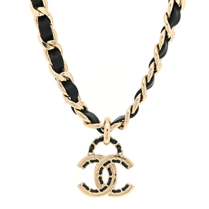 Chanel Metal Lambskin CC Choker Necklace Black Gold 1 of 5