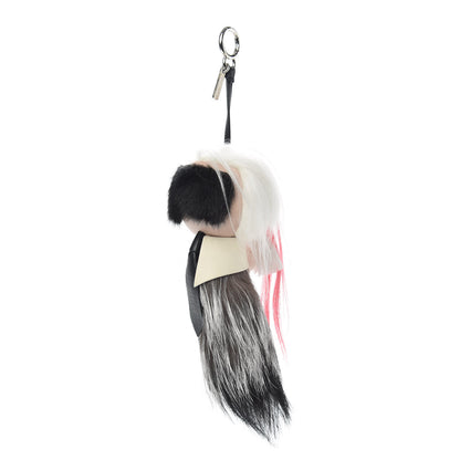 Fendi Mink Fox Goat Fur Mini Karlito Bag Charm Pink 1 of 3