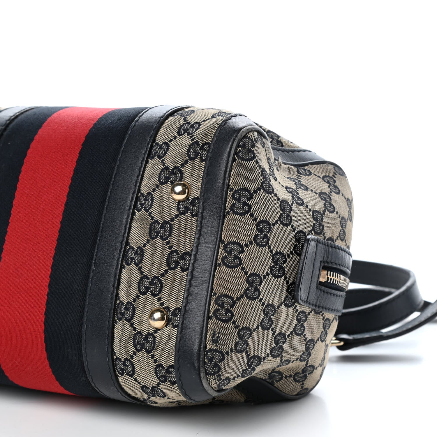 Gucci Monogram Vintage Web Small Boston Navy 9 of 17