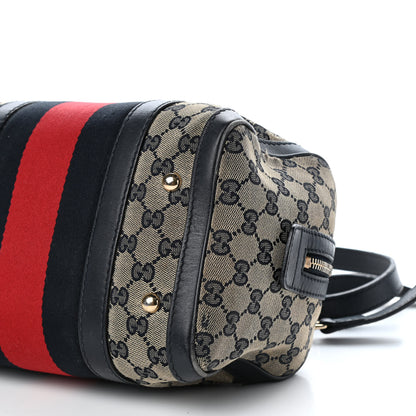 Gucci Monogram Vintage Web Small Boston Navy 9 of 17