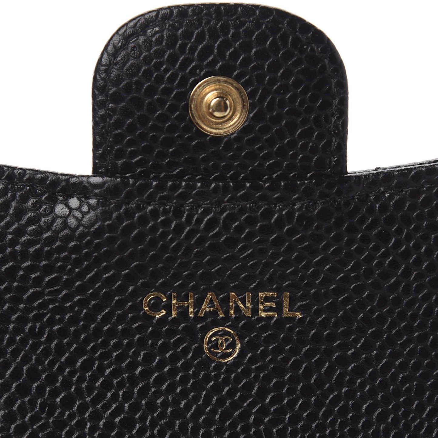 Caviar Quilted Flap Card Holder Black