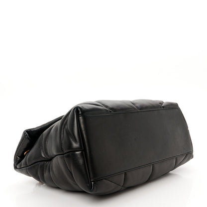 Saint Laurent Lambskin Quilted Medium Loulou Puffer Monogram Chain Satchel Black 4 of 11