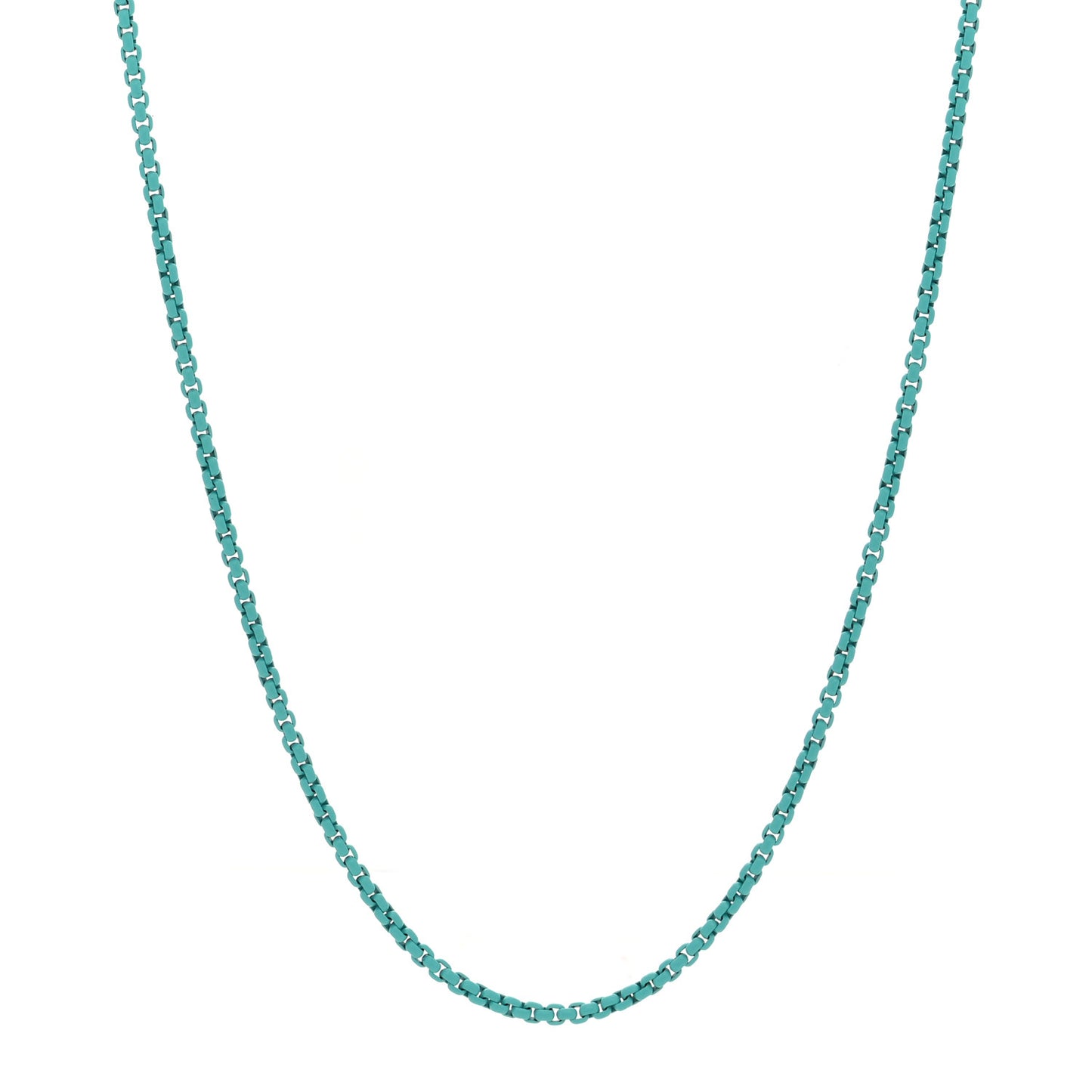 Stainless Steel 14K Yellow Gold Acrylic Bel Aire Chain Necklace 27" Turquoise