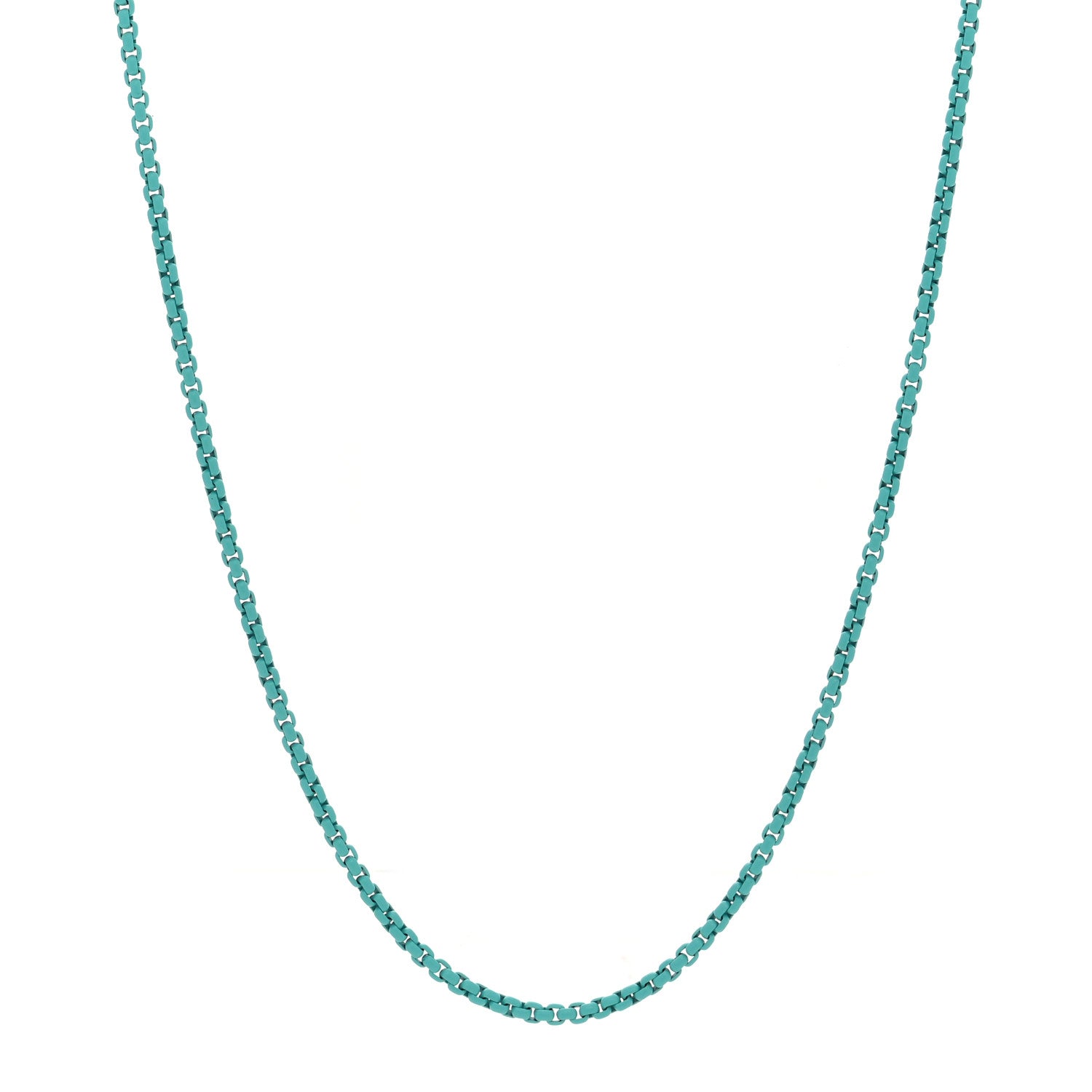 David Yurman Stainless Steel 14K Yellow Gold Acrylic Bel Aire Chain Necklace 27" Turquoise 1 of 4