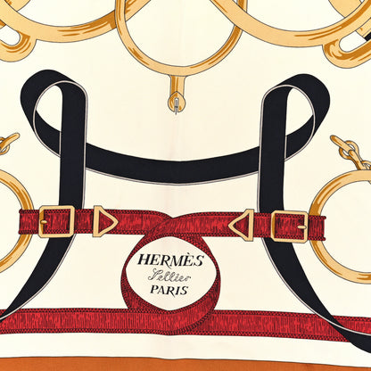 Hermes Silk Eperon D'Or Forever Scarf 90 Caramel Creme Or 2 of 3