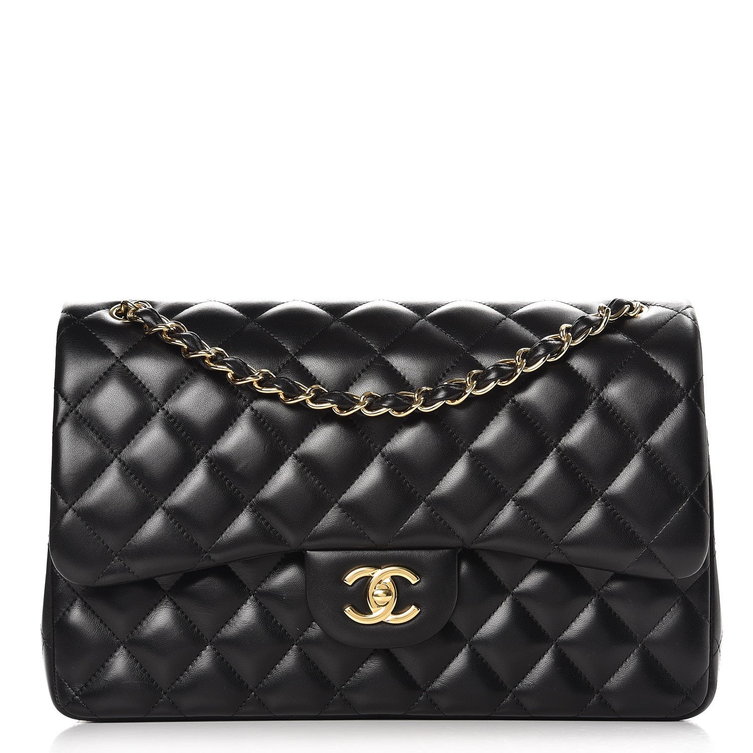 Chanel Lambskin Quilted Jumbo Double Flap Black 1 of 13