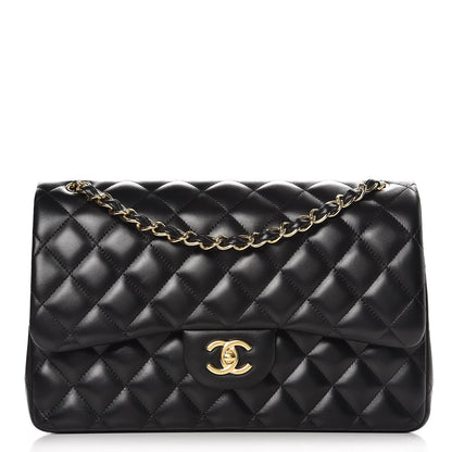 Chanel Lambskin Quilted Jumbo Double Flap Black 1 of 13