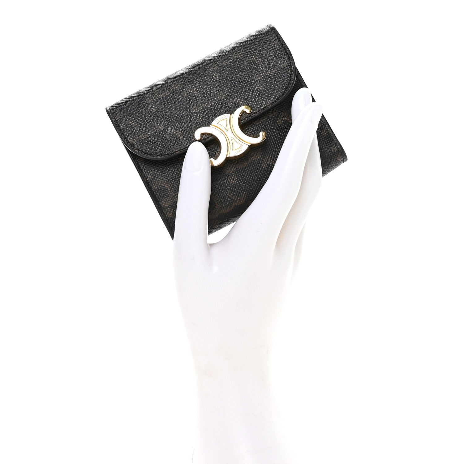 Celine Triomphe Canvas Small Triomphe Wallet Tan 2 of 9