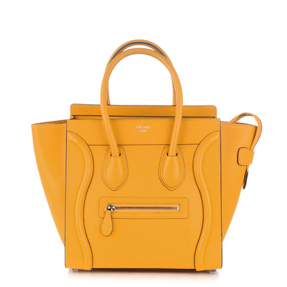 Celine Drummed Calfskin Micro Luggage Ocre 1 of 8