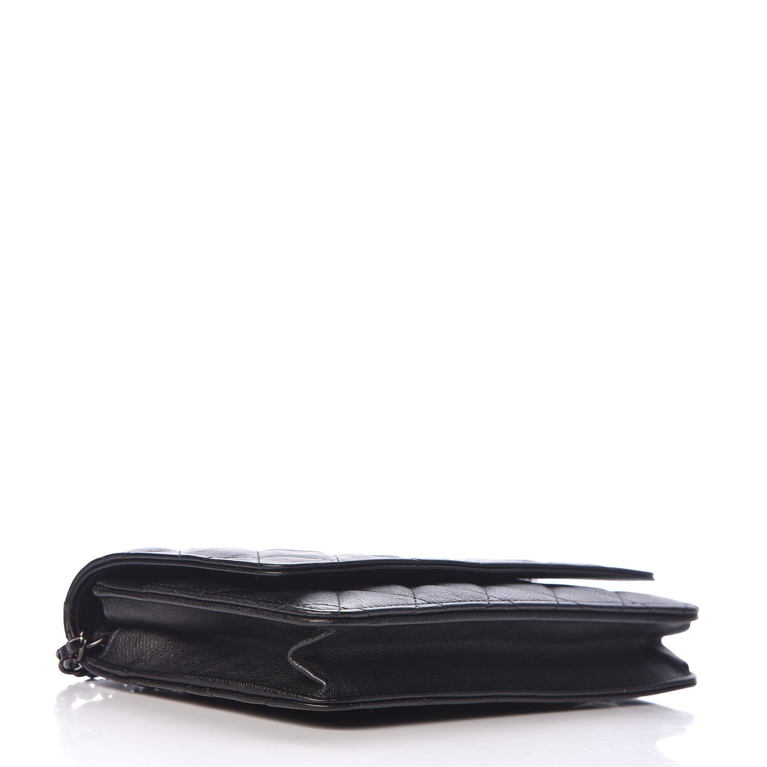 Chanel Crumpled Calfskin Quilted Wallet On Chain WOC So Black 4 of 11