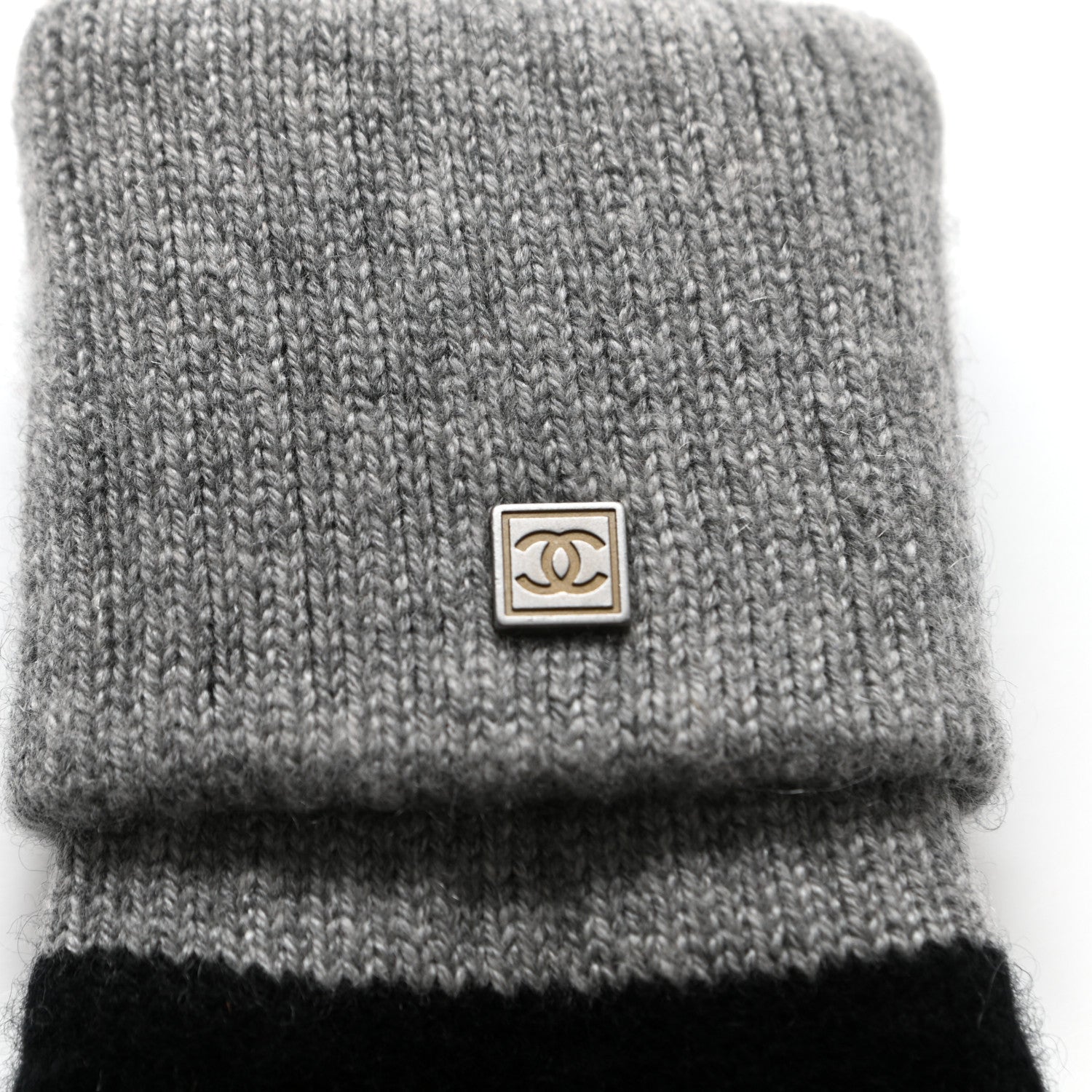 Chanel Cashmere CC Gloves Black Grey 3 of 6