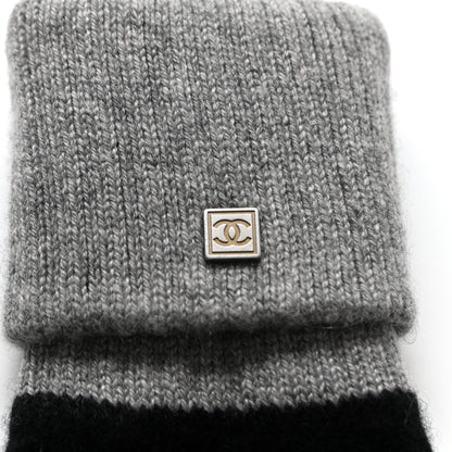 Chanel Cashmere CC Gloves Black Grey 3 of 6