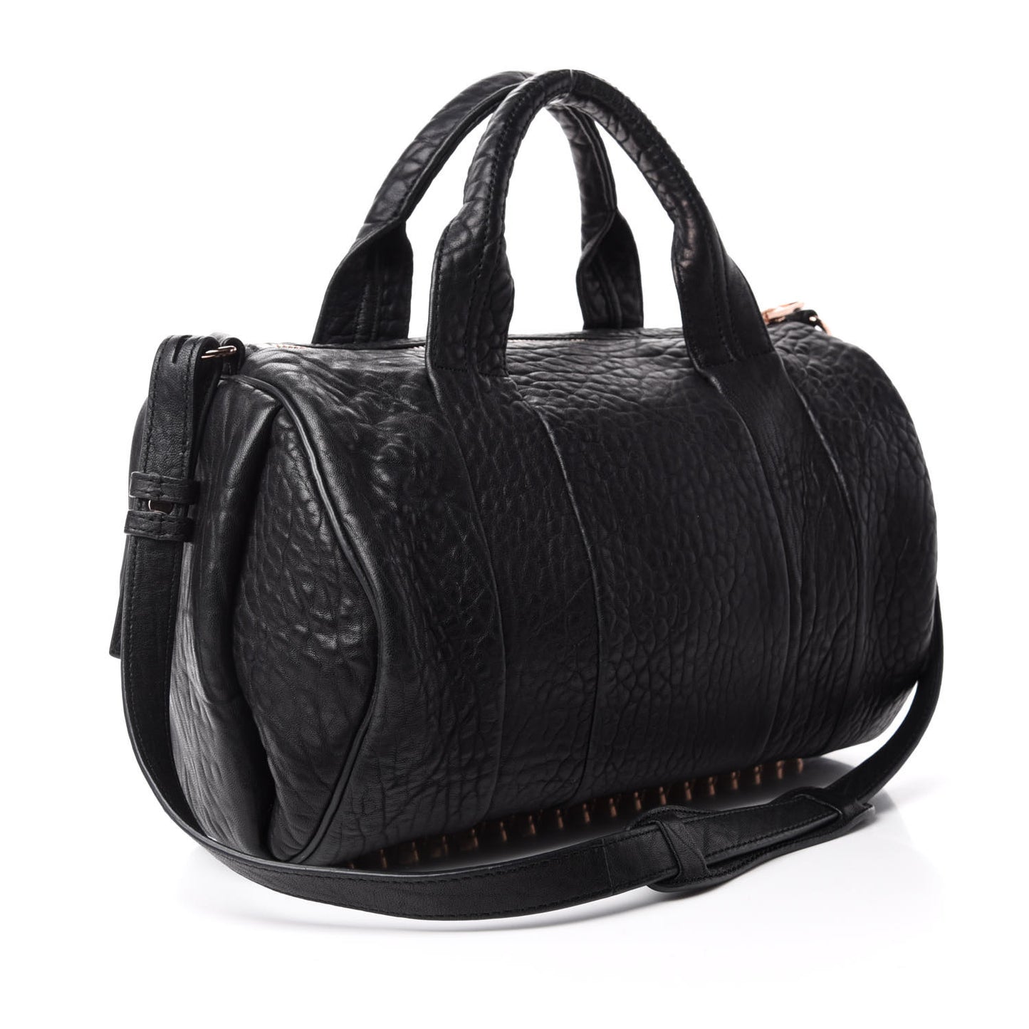 Pebbled Lambskin Rocco Black Rose Gold Hardware
