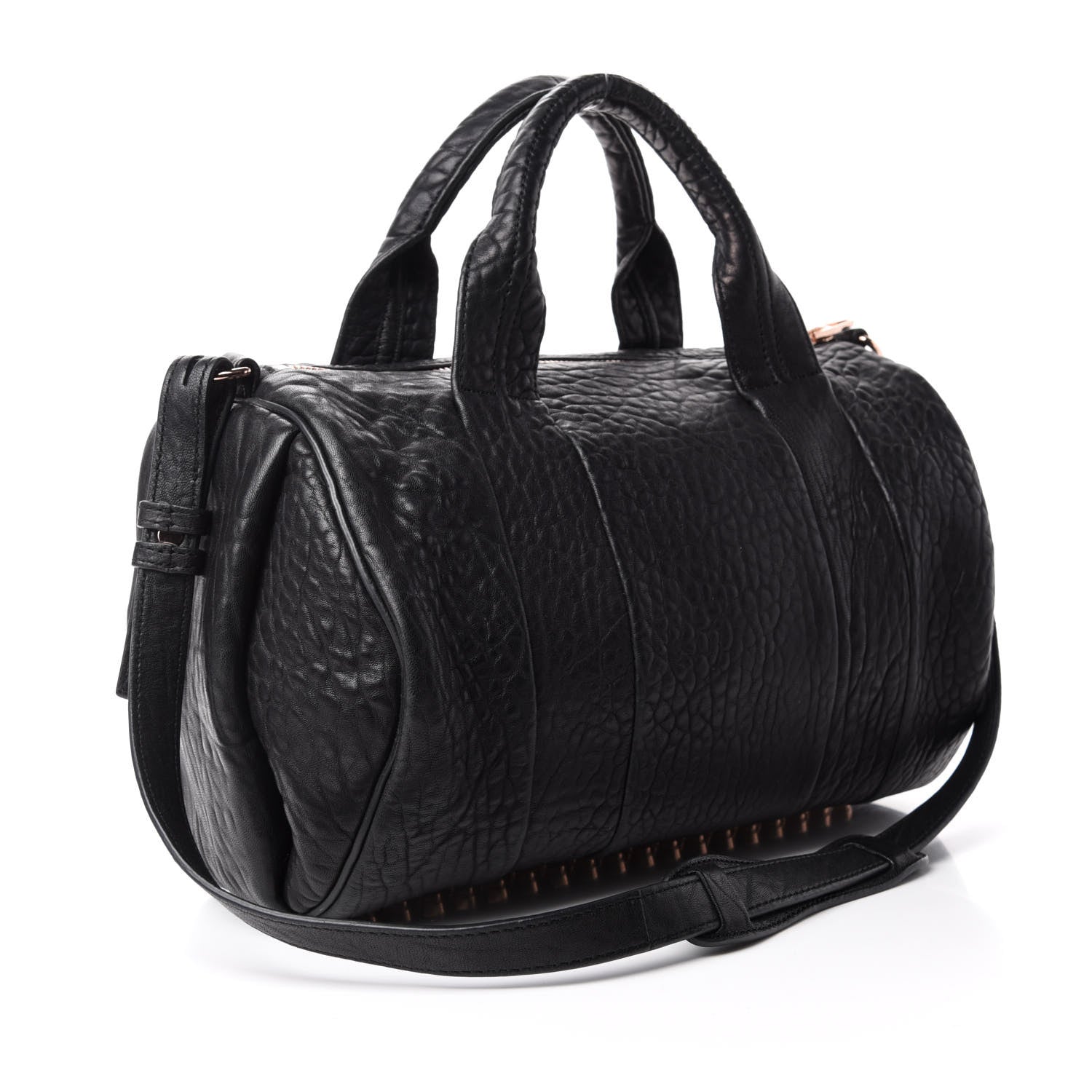 Alexander Wang Pebbled Lambskin Rocco Black Rose Gold Hardware 3 of 9