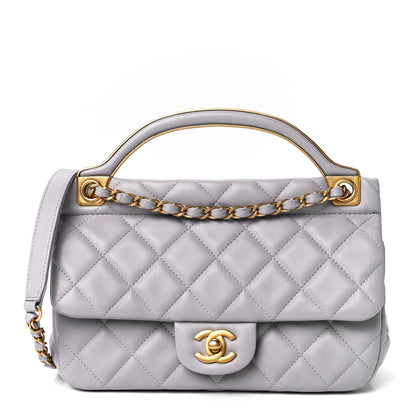 Chanel Calfskin Quilted Small Lady Handle Clutch With Chain Grey 1 of 13