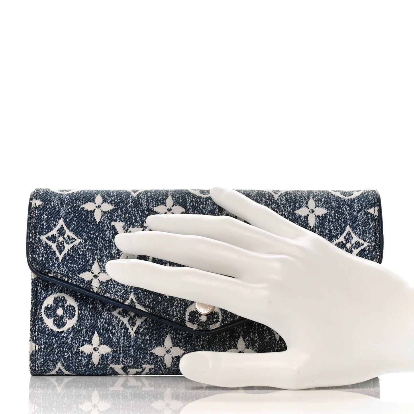 Monogram Jacquard Denim Sarah Wallet Bleu