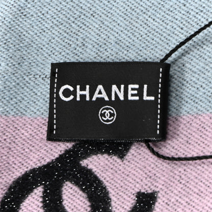 Chanel Cashmere Silk Wool CC Stole Black Multicolor 3 of 3