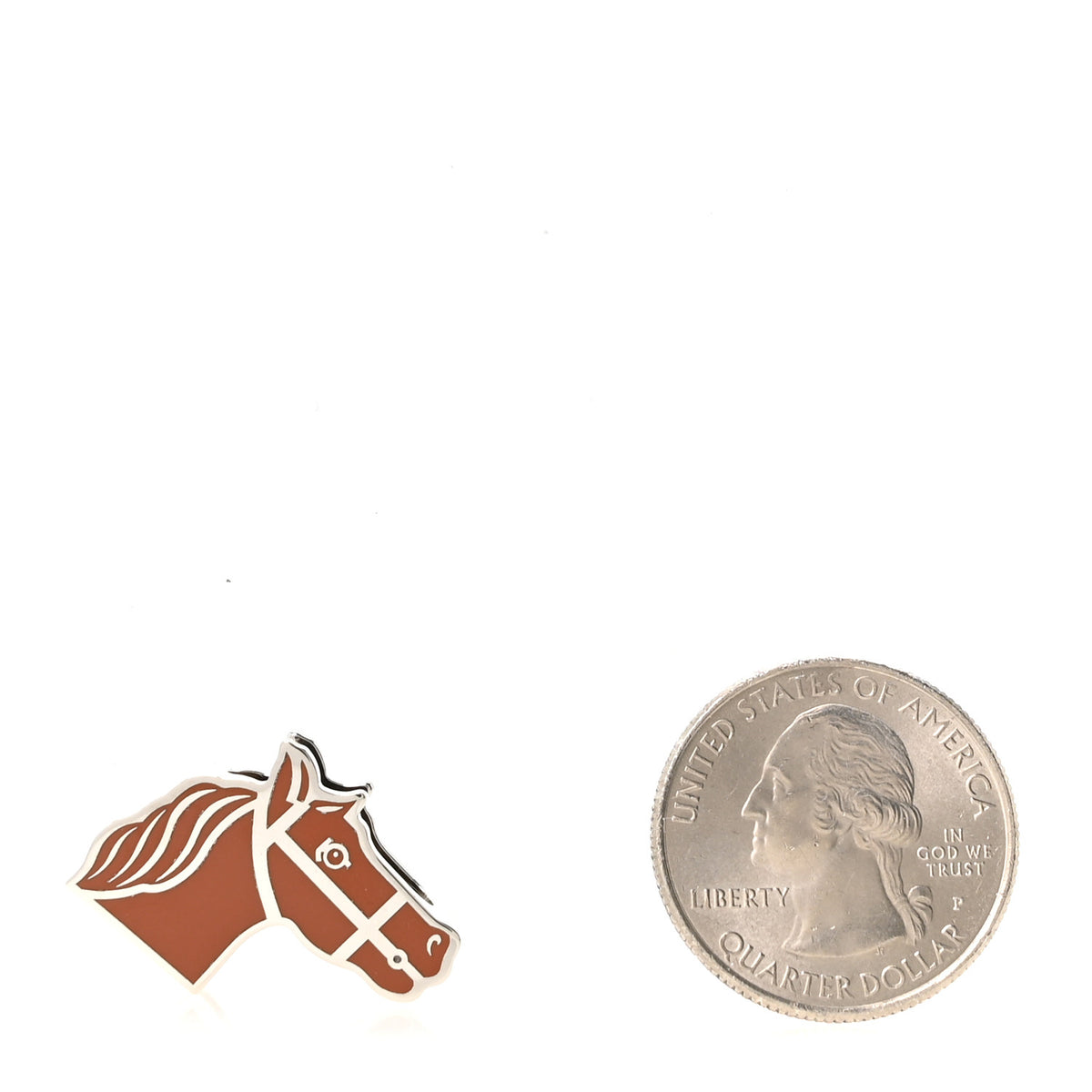 Hermes Palladium Lacquered Quadrige Twilly Scarf Ring Fauve 2 of 4