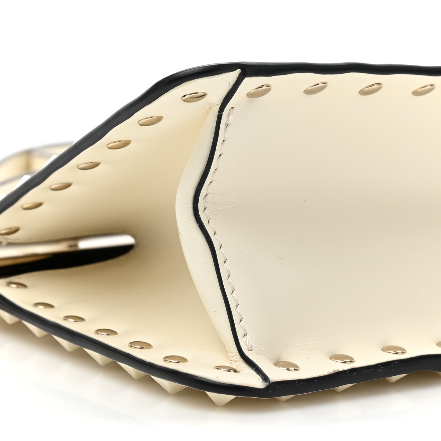 Calfskin Tonal Small Rockstud Top Handle Handbag Ivory